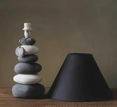 Ceramic Stacked Stone Table Lamp with Fabric Shade
