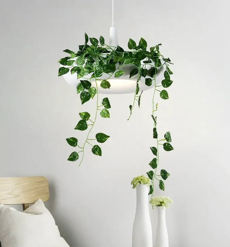 Modern Plant Pendant Lampshade Iron E27 40cm White Black Green