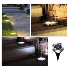 Solar LED Garden Ground Lamp Stainless Steel ABS 8 LED