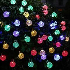 Solar LED Globe String Lights, 20 LEDs, 5m, IP44, Warm White & Multicolour