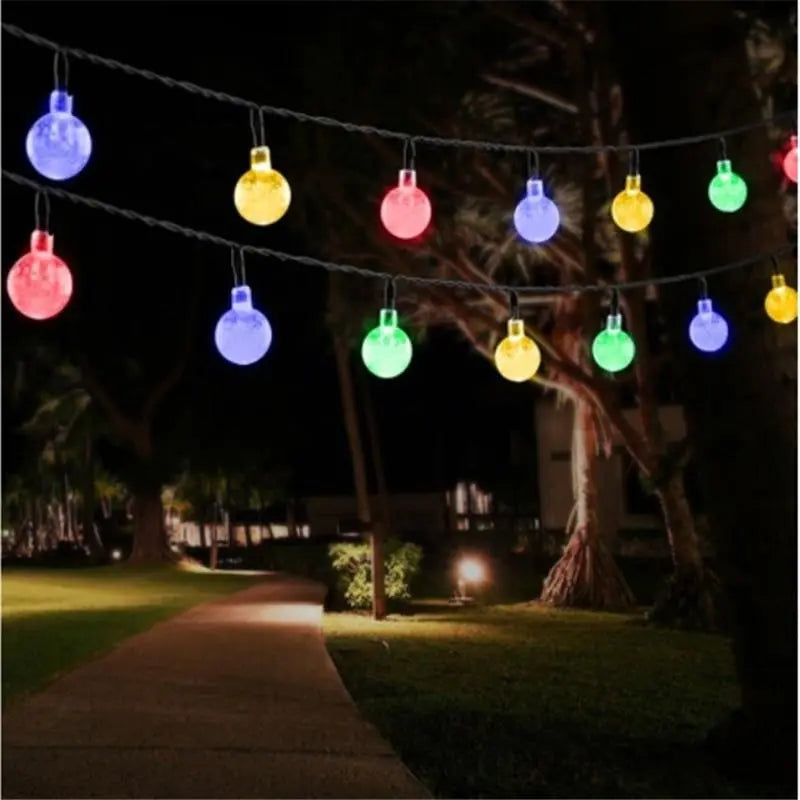 Solar LED Globe String Lights, 20 LEDs, 5m, IP44, Warm White & Multicolour