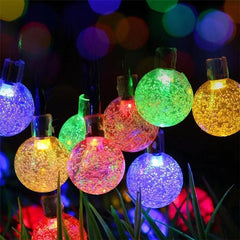 Solar LED Globe String Lights, 20 LEDs, 5m, IP44, Warm White & Multicolour