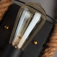 Rope-Wrapped Wall Light Iron Hemp E27 Ellipse or Round