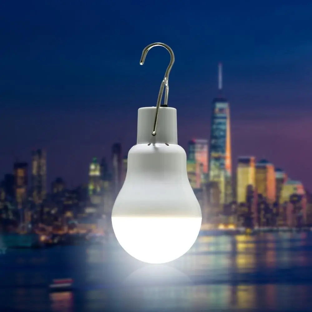 Portable Solar LED Lamp Outdoor — Solar Panel + USB, 5h Autonomy, Hook