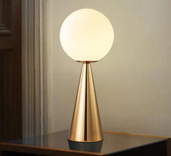 Kegel Table Lamp Metal & Glass E27 — Gold Base / White