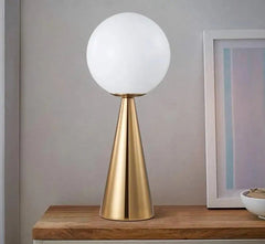 Kegel Table Lamp Metal & Glass E27 — Gold Base / White
