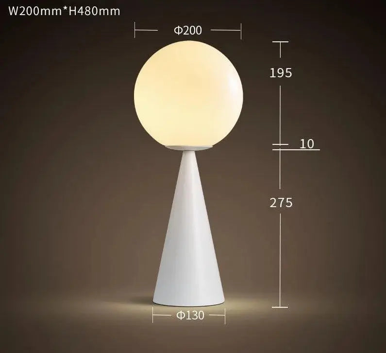 Kegel Table Lamp Metal & Glass E27 — Gold Base / White