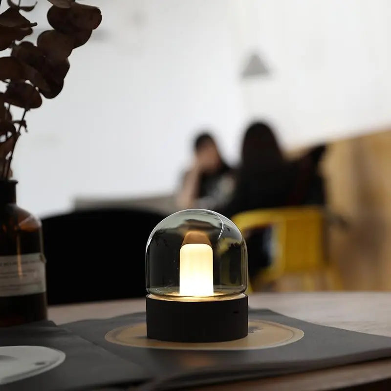 Glasdom Rechargeable LED Table Lamp Glass USB 3 Colours