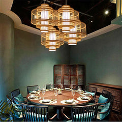 Bamboo Pendant Light E27 Dome Round or Lantern 8 Sizes