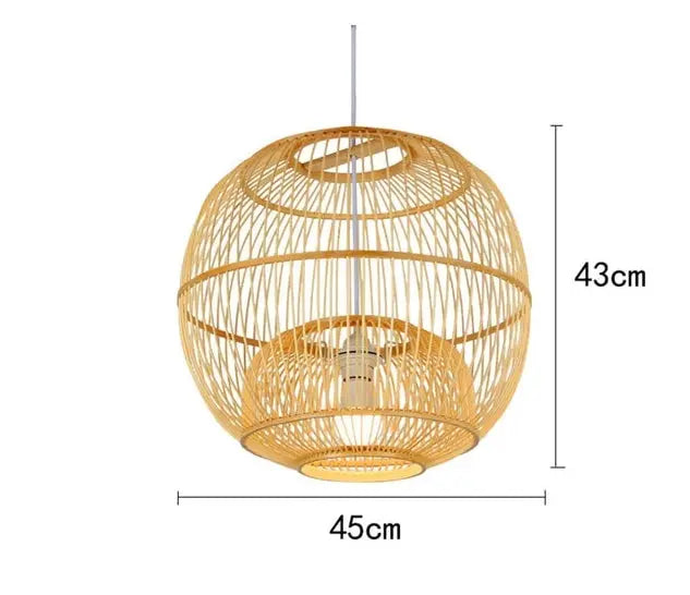 Bamboo Pendant Light E27 Dome Round or Lantern 8 Sizes
