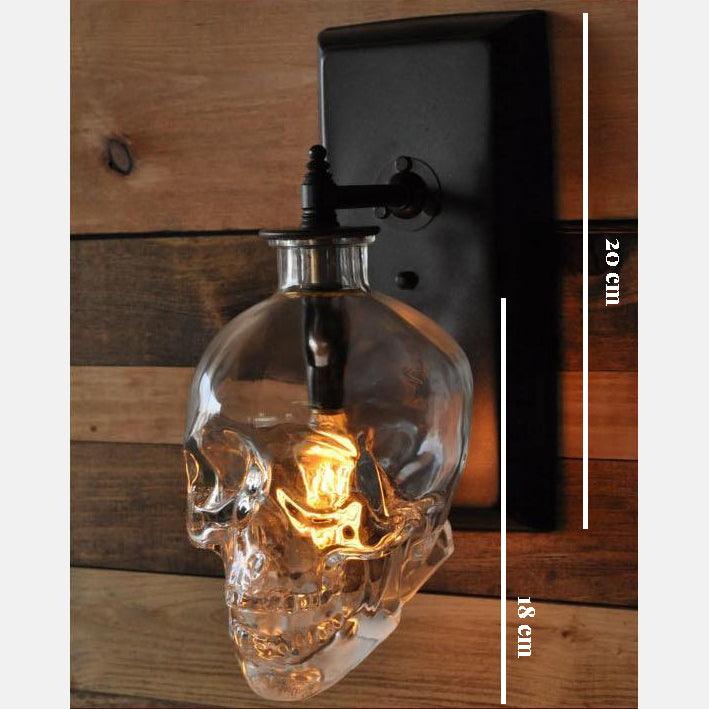 Skull Wall Light Glass Skull Shade Black Powder-Coated Metal E27 Max 40W