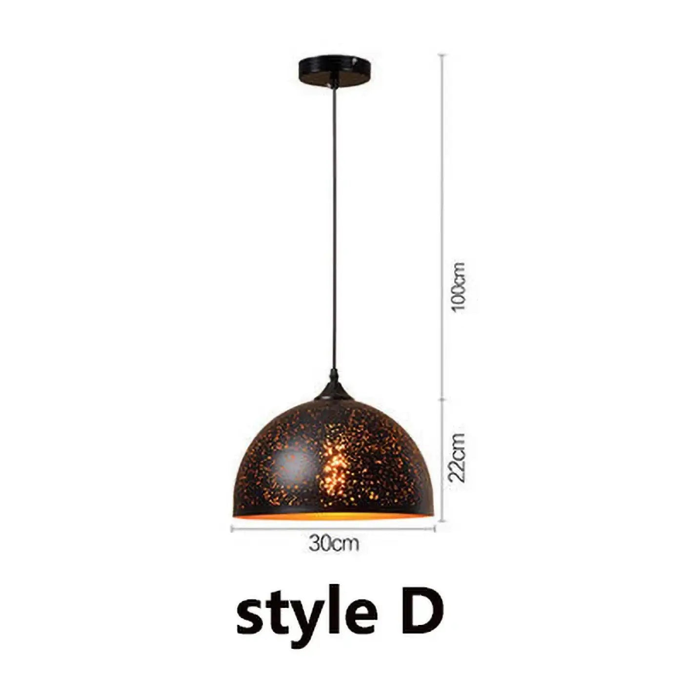 Matte Black Artistic Pendant Light E27 IP65 — 7 Shapes, 3000K LED Included