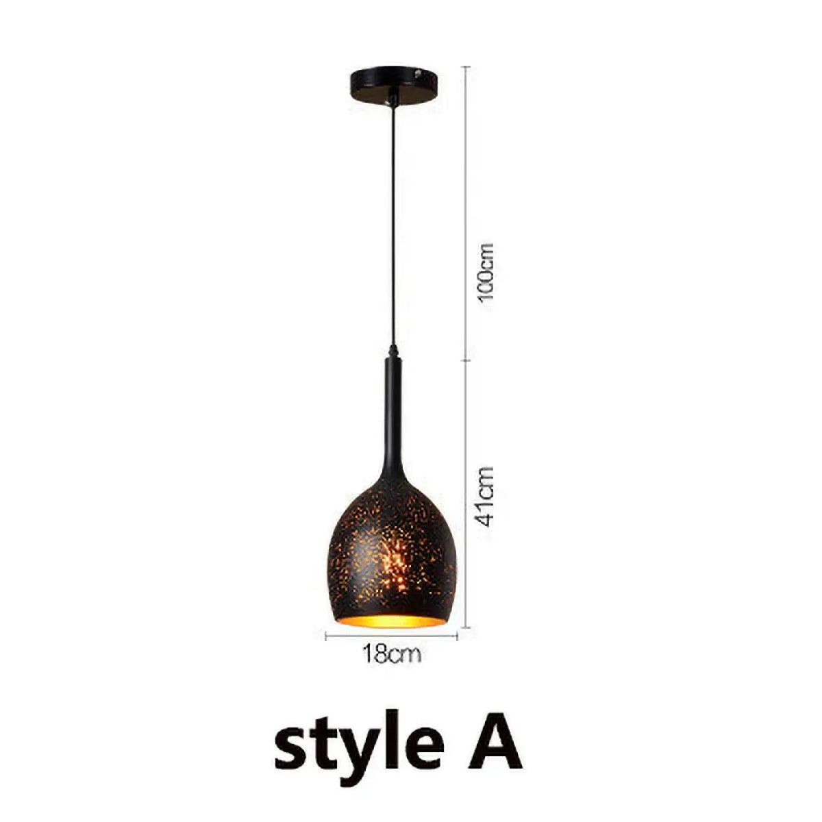Matte Black Artistic Pendant Light E27 IP65 — 7 Shapes, 3000K LED Included