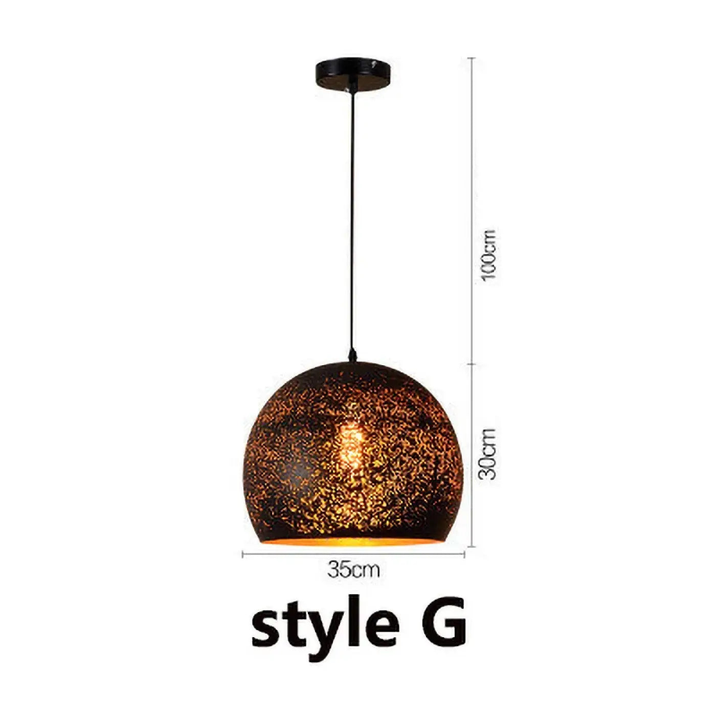 Matte Black Artistic Pendant Light E27 IP65 — 7 Shapes, 3000K LED Included