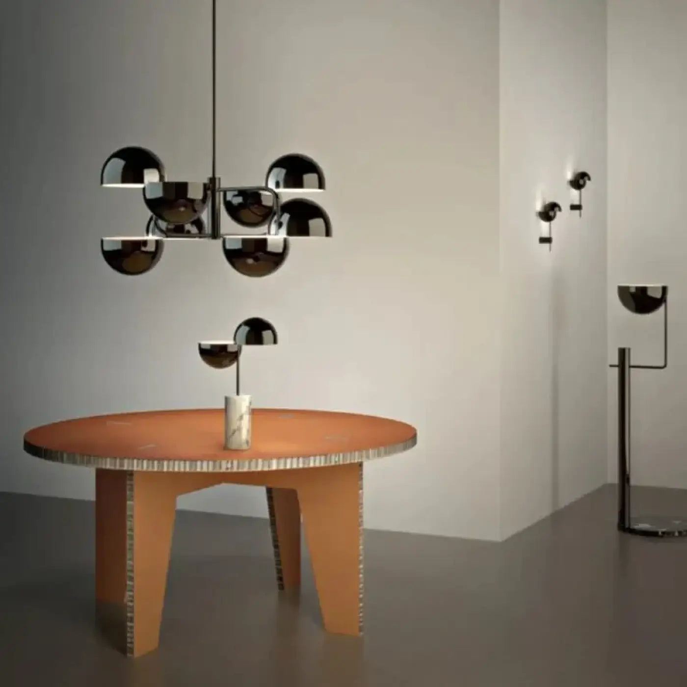 Black Chrome Mirror Ball Pendant Light E27 8-Head Dimmable
