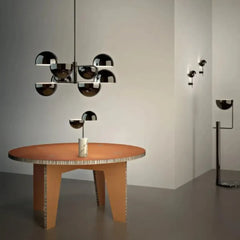 Black Chrome Mirror Ball Pendant Light E27 8-Head Dimmable