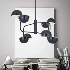 Black Chrome Mirror Ball Pendant Light E27 8-Head Dimmable