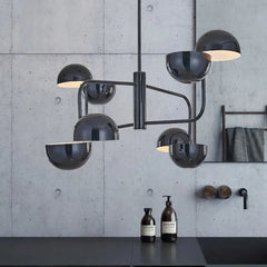Black Chrome Mirror Ball Pendant Light E27 8-Head Dimmable