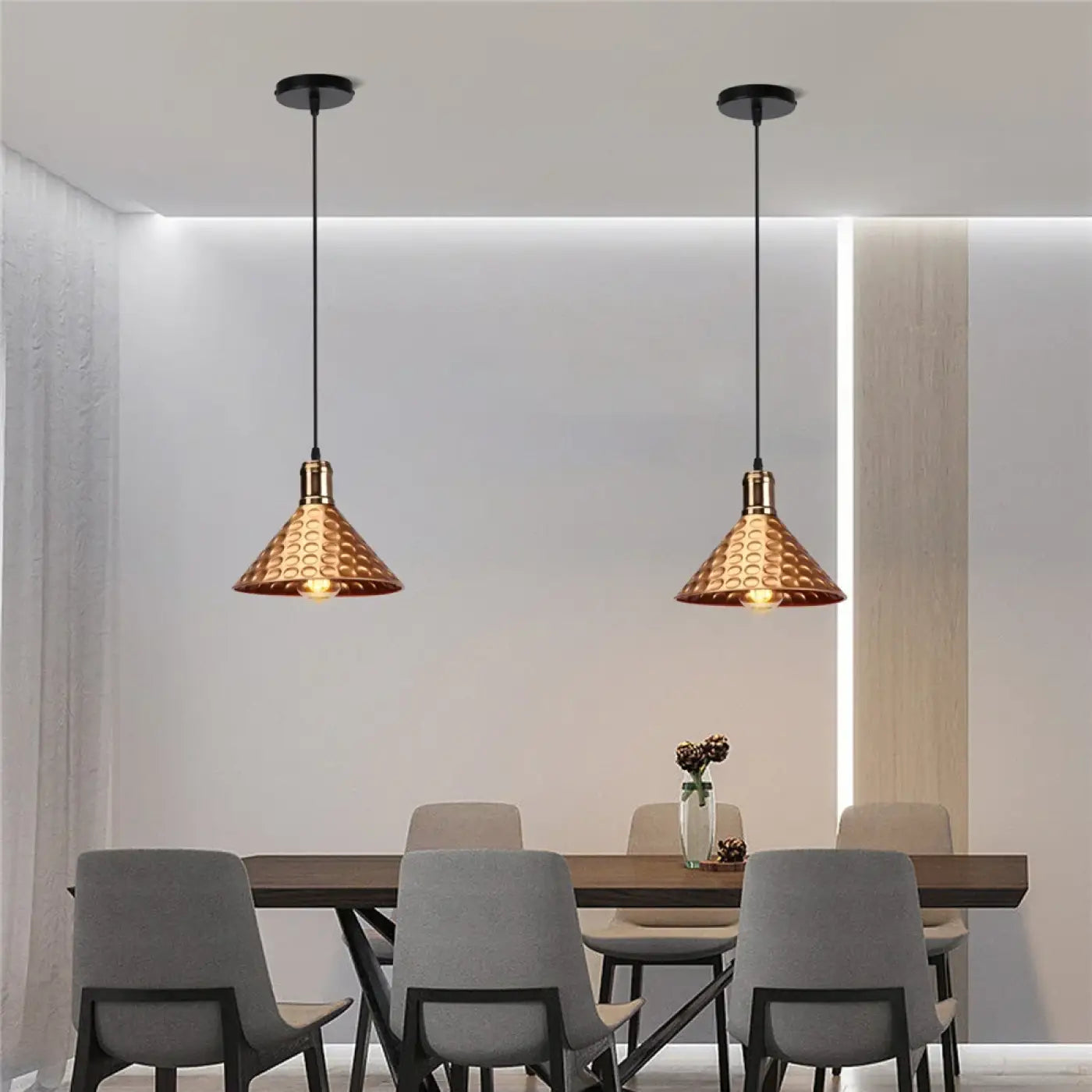 Hammered Metal Pendant Light E27 Black White Grey Gold