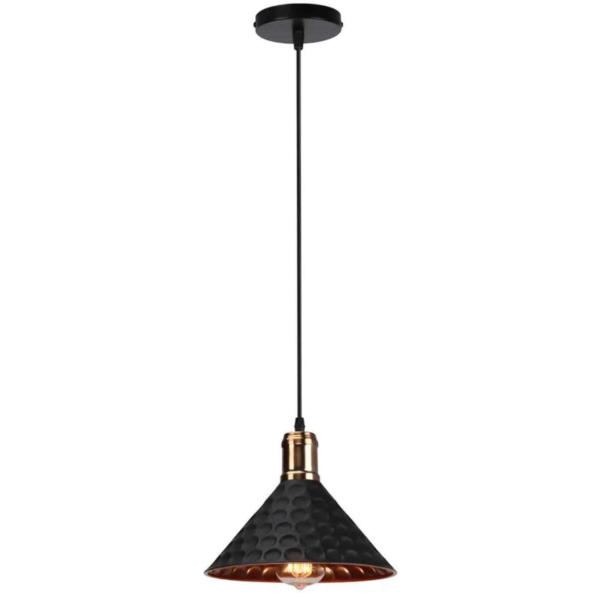 Hammered Metal Pendant Light E27 Black White Grey Gold