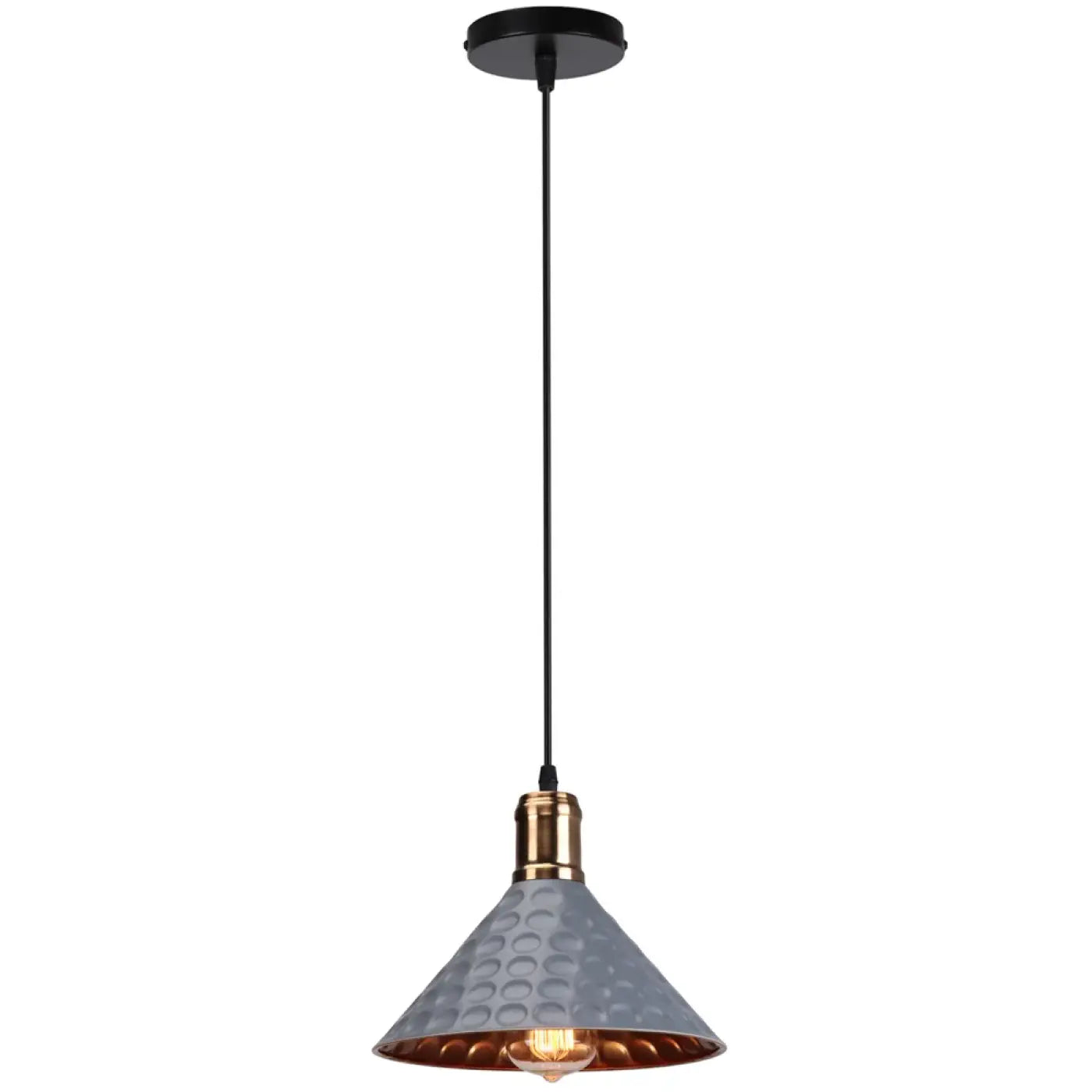 Hammered Metal Pendant Light E27 Black White Grey Gold