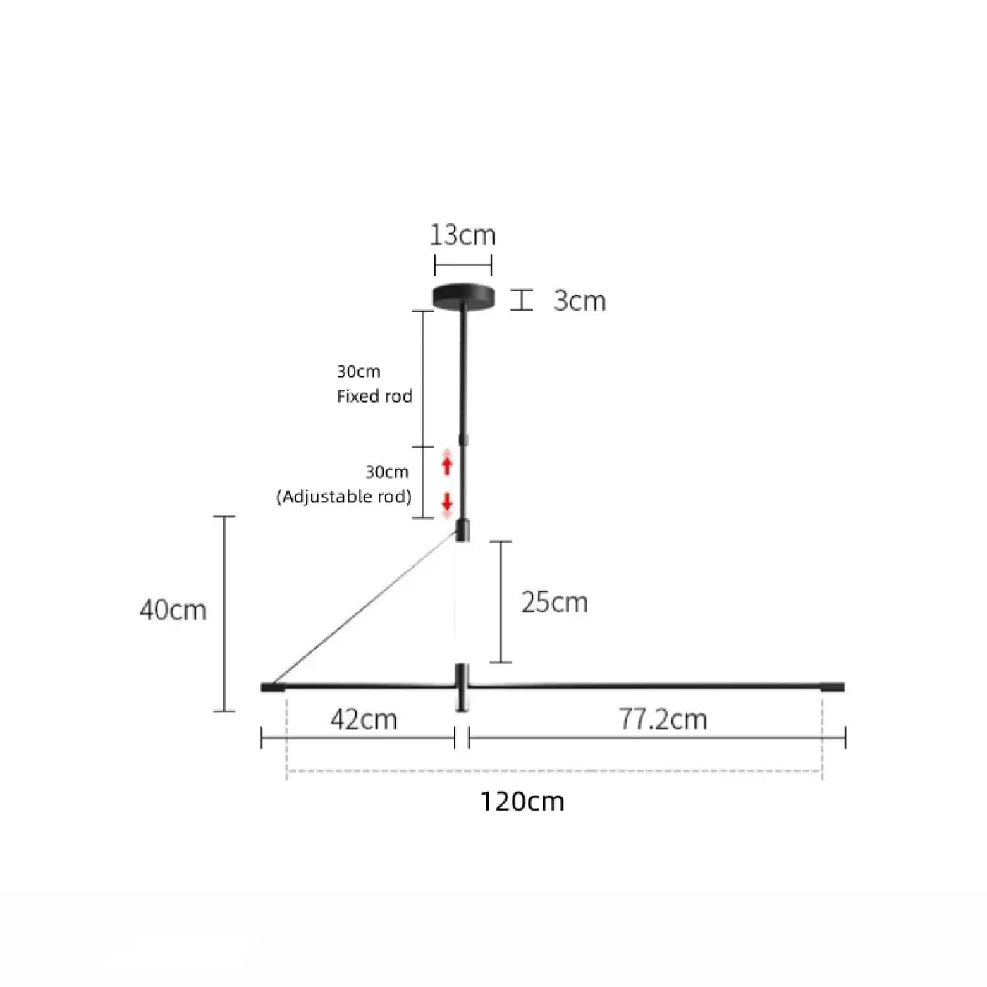 Linear LED Pendant Light E14 Dimmable Black White 120cm Bar