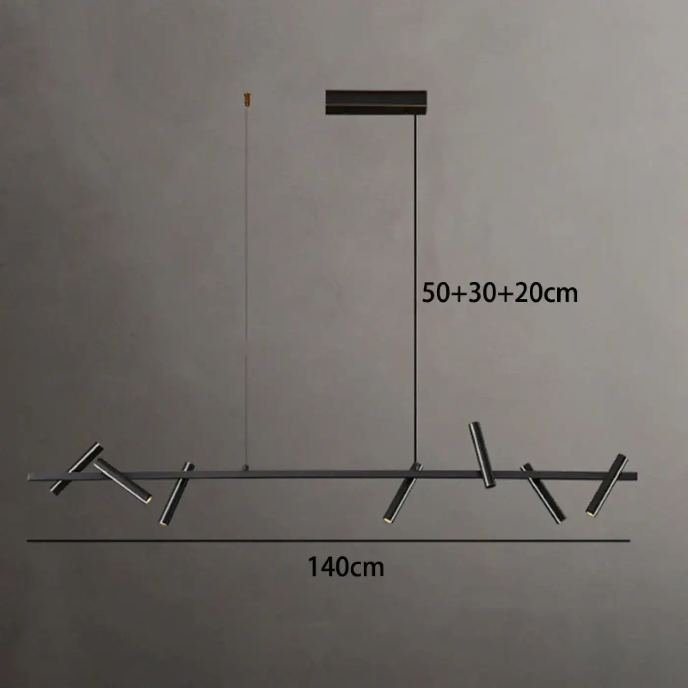 Linear Multi-Spot LED Pendant Light Black — S 120cm / M 140cm