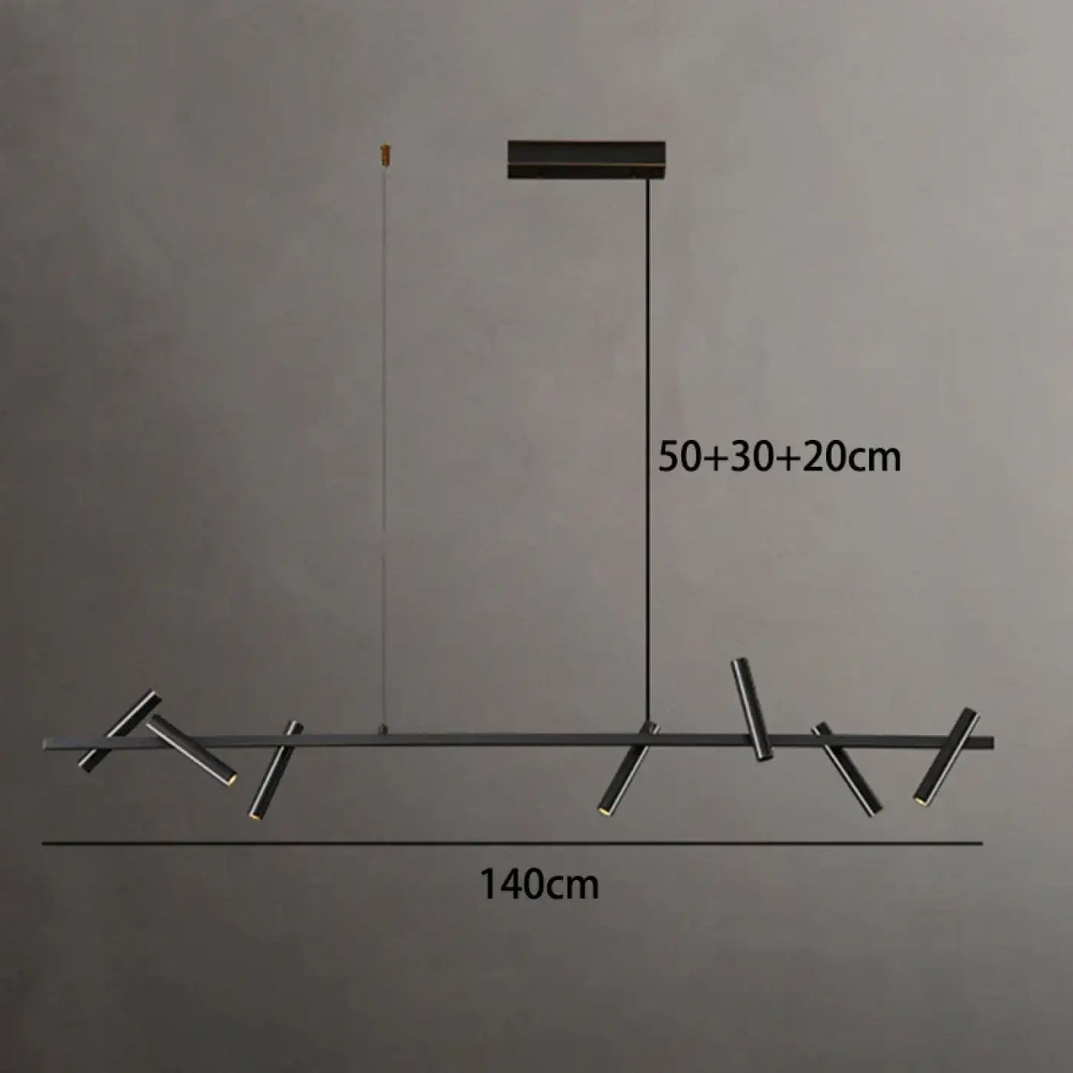 Linear Multi-Spot LED Pendant Light Black — S 120cm / M 140cm