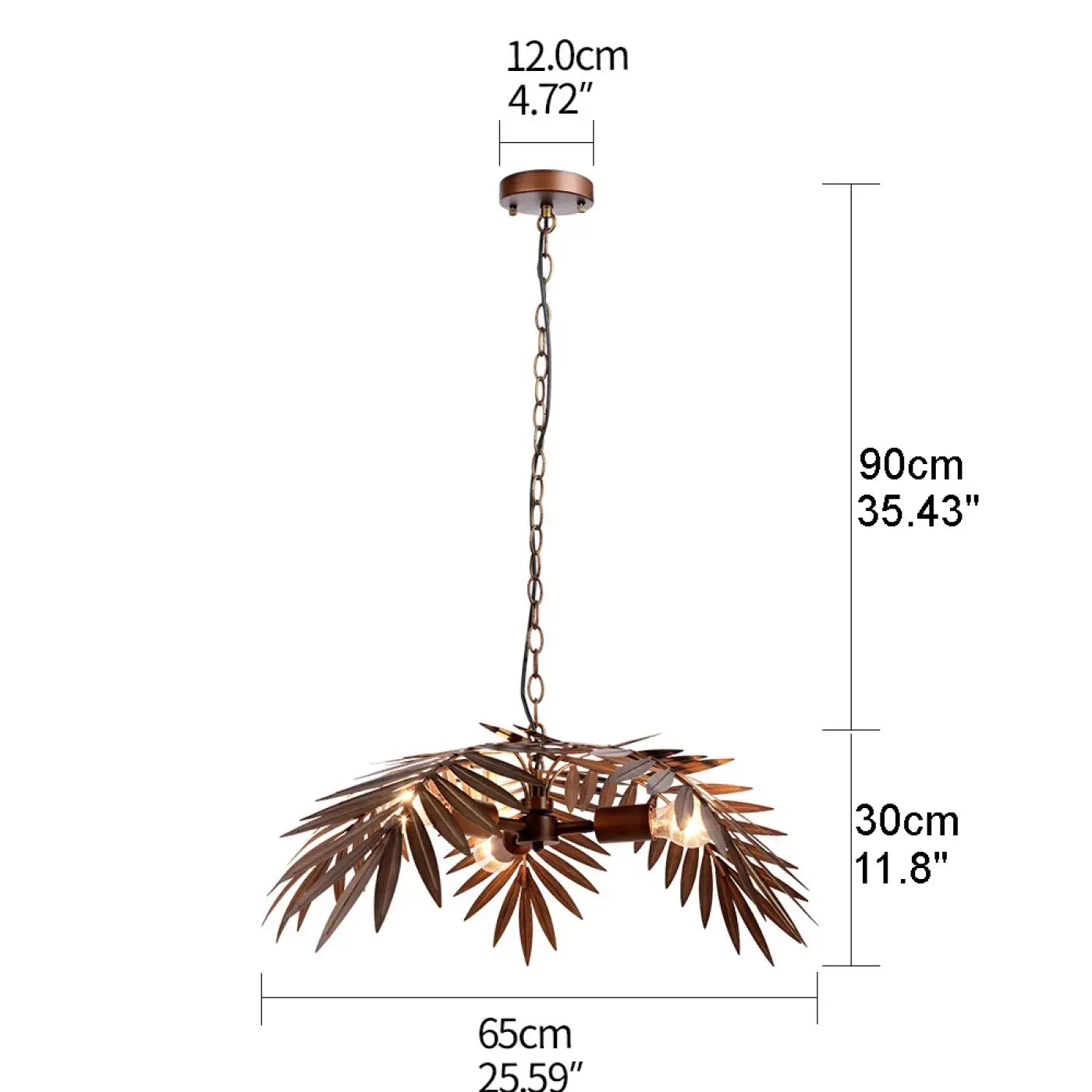 Sculptural Leaf Metal Pendant Light E27 Brown — Ø65cm