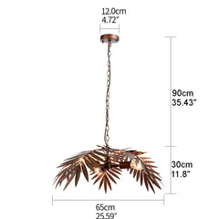 Sculptural Leaf Metal Pendant Light E27 Brown — Ø65cm