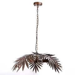 Sculptural Leaf Metal Pendant Light E27 Brown — Ø65cm