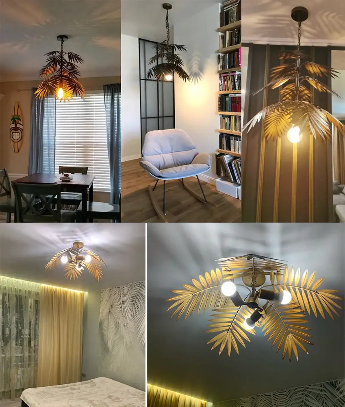 Sculptural Leaf Metal Pendant Light E27 Brown — Ø65cm