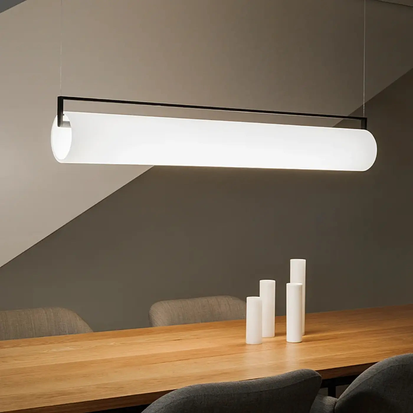 Opaline Linear Pendant Light Integrated LED Black White