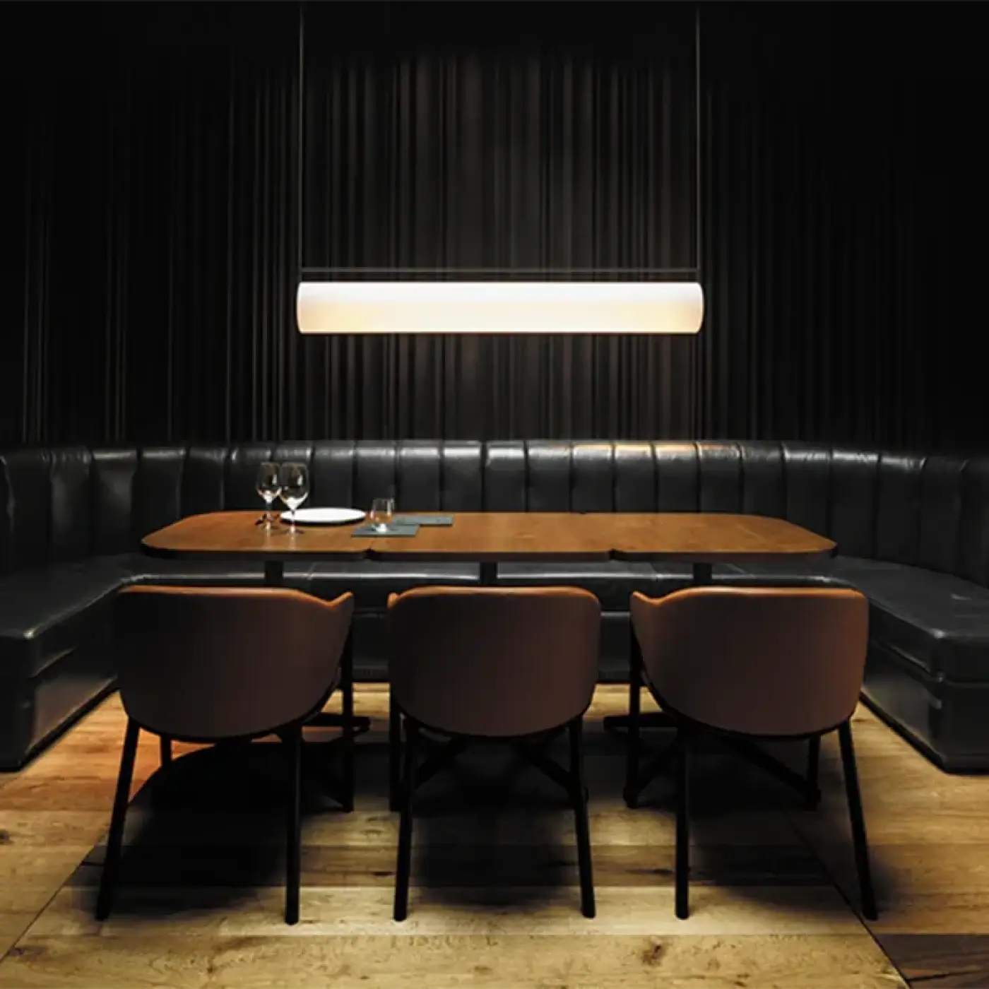 Opaline Linear Pendant Light Integrated LED Black White