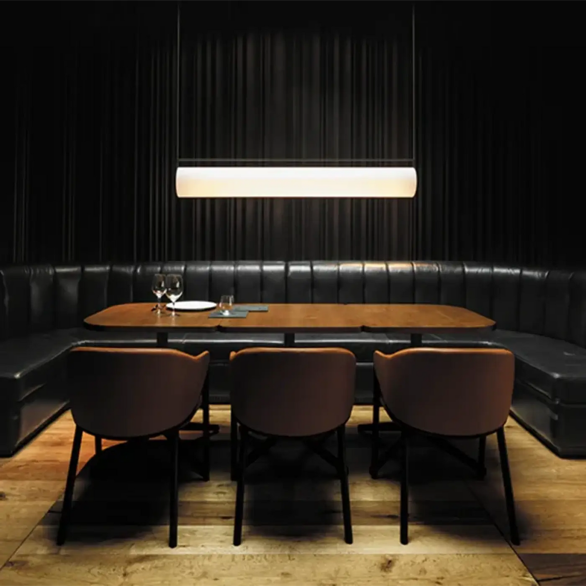 Opaline Linear Pendant Light Integrated LED Black White