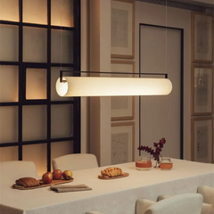 Opaline Linear Pendant Light Integrated LED Black White