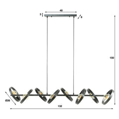 Industrial Ring Pendant Light 8 Rotatable Metal Shades E27 W160cm