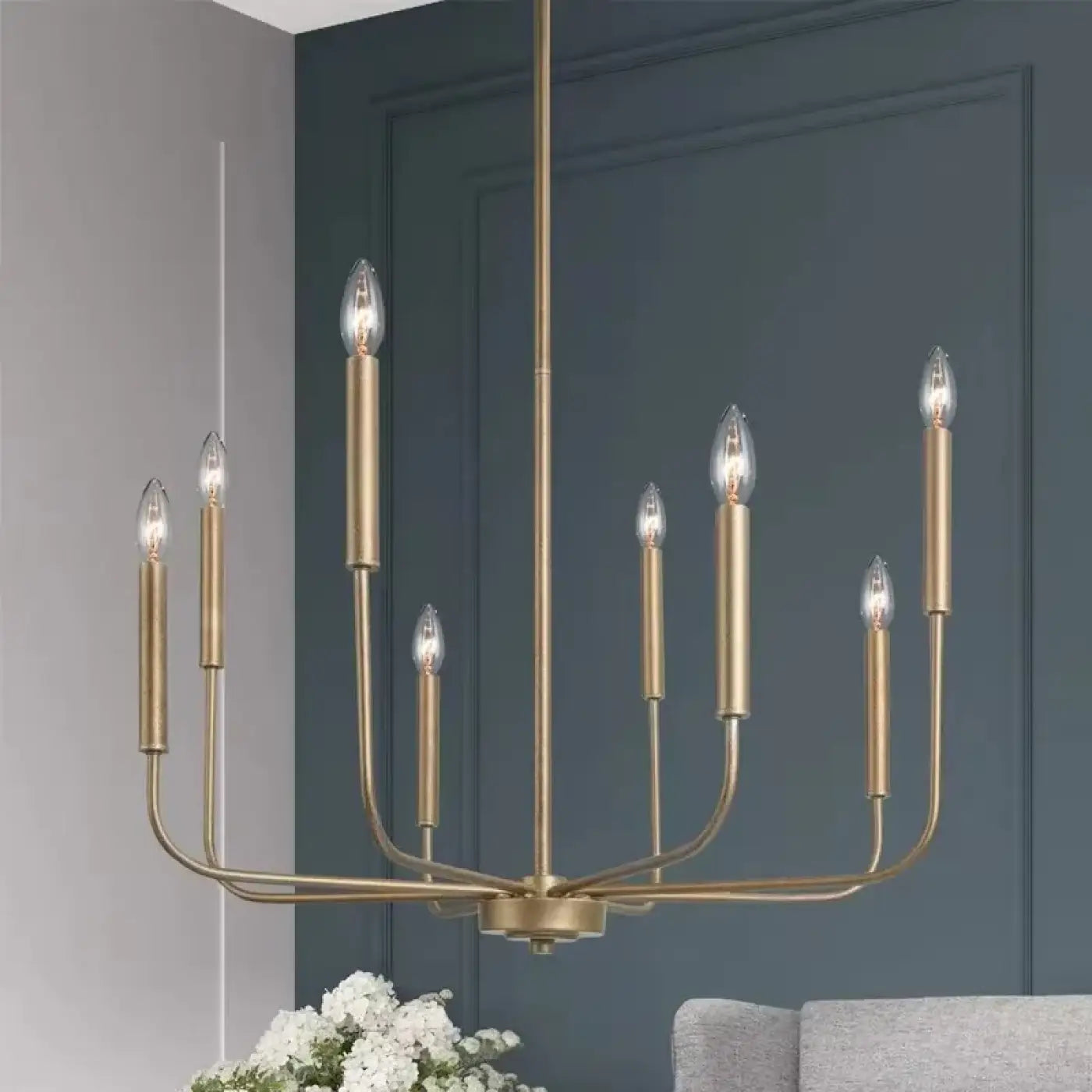 Modern Chandelier Pendant Light E14 8-Light Black Gold Acrylic