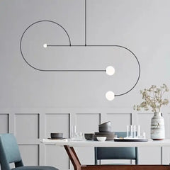 3-Light Black Pendant E14 LED White Balls 120cm