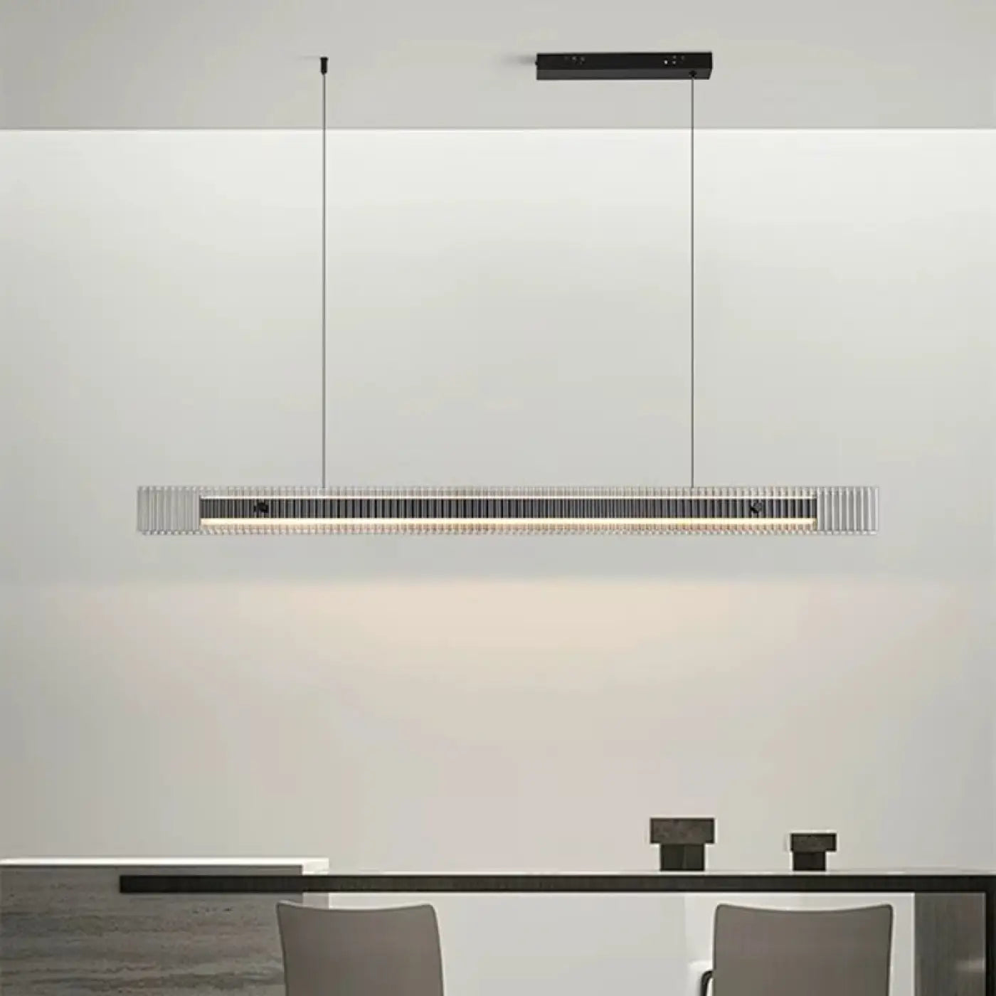 Ribbed Glass Linear LED Pendant Light — S/M/L, Dimmable Option