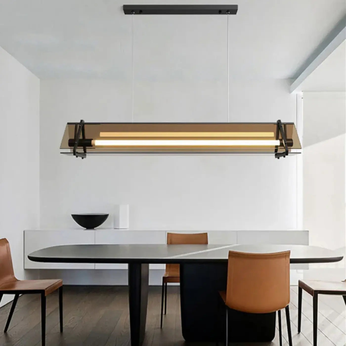 Industrial Linear Pendant Light Integrated LED Gold