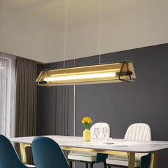 Industrial Linear Pendant Light Integrated LED Gold