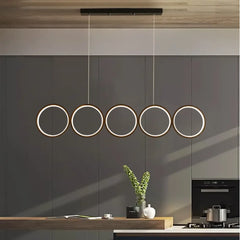 Industrial Ring Pendant Light Metal Acrylic LED Dimmable Black S/M