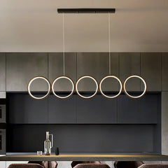Industrial Ring Pendant Light Metal Acrylic LED Dimmable Black S/M