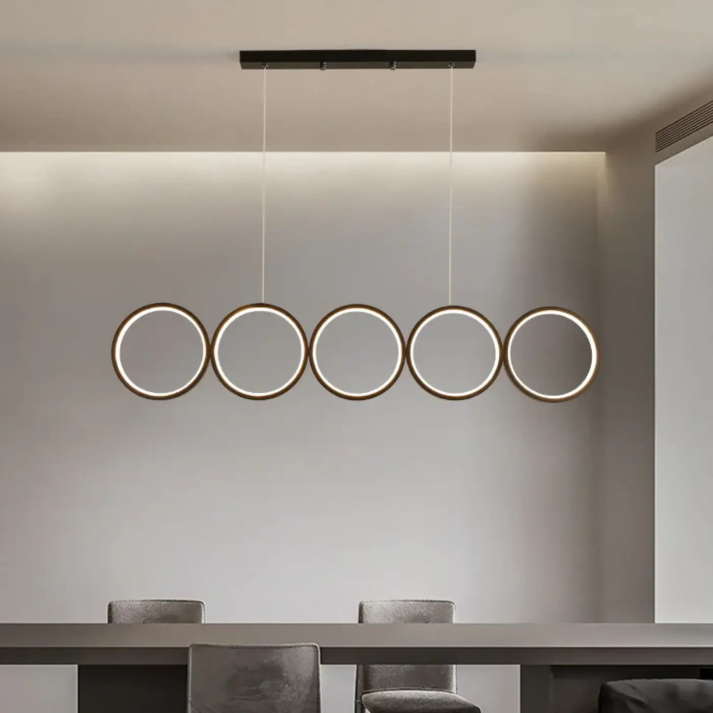 Industrial Ring Pendant Light Metal Acrylic LED Dimmable Black S/M
