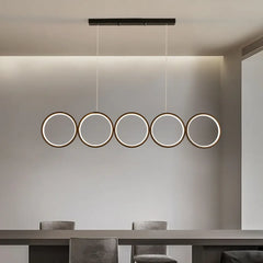 Industrial Ring Pendant Light Metal Acrylic LED Dimmable Black S/M