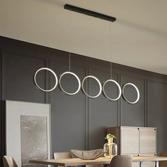Industrial Ring Pendant Light Metal Acrylic LED Dimmable Black S/M