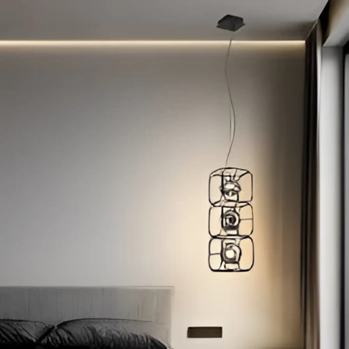Geometric Metal Pendant Light Integrated LED Dimmable Black