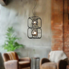 Geometric Metal Pendant Light Integrated LED Dimmable Black