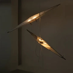 Linear Metal Glass Bar Pendant Light E27 Black White